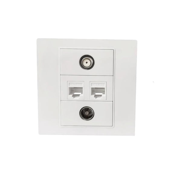 CEORPER 4Port Multimedia Wall Plate For TV9.5 RJ45 F Connectors Easy Direct Plugs