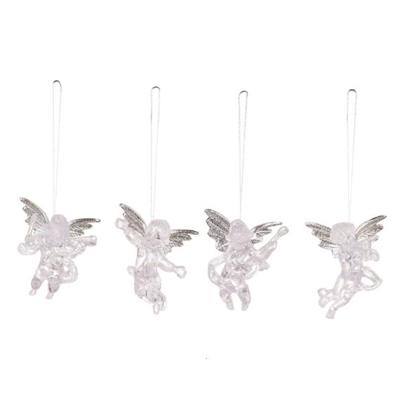 CEORPER 4pcs Christmas Clear Angelic Hangings for Doorways and Window Decoration