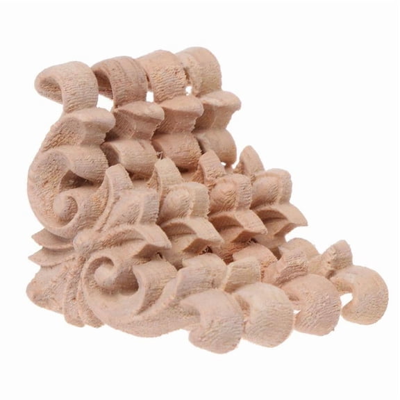 CEORPER 4pcs/set Wood Carved Corner Flower Onlay Applique Unpainted Frame Cupboard Cabin