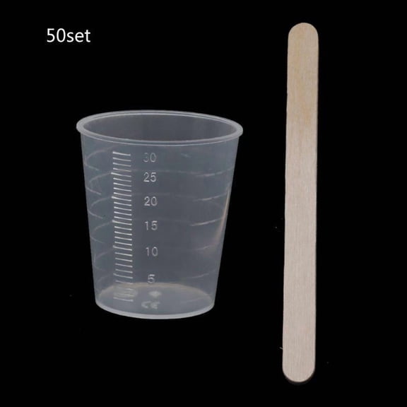 CEORPER 50Pcs 30ml Measure Cups 50x Stirring Stick for Epoxy Resin Mixing Molds Craft