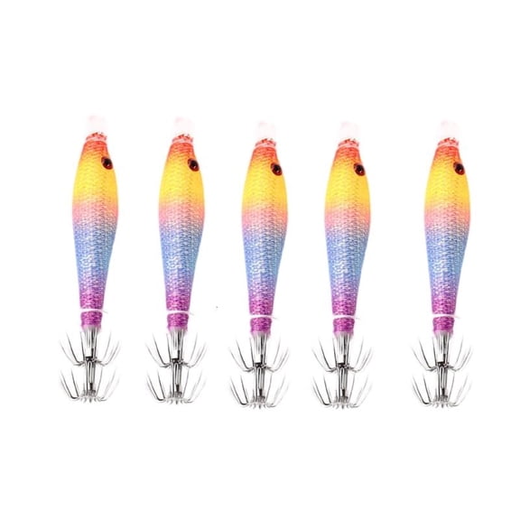 CEORPER 5Pcs Luminously Blowing Tube Fishing Lures Squid Jigs Hook Fishing Lures