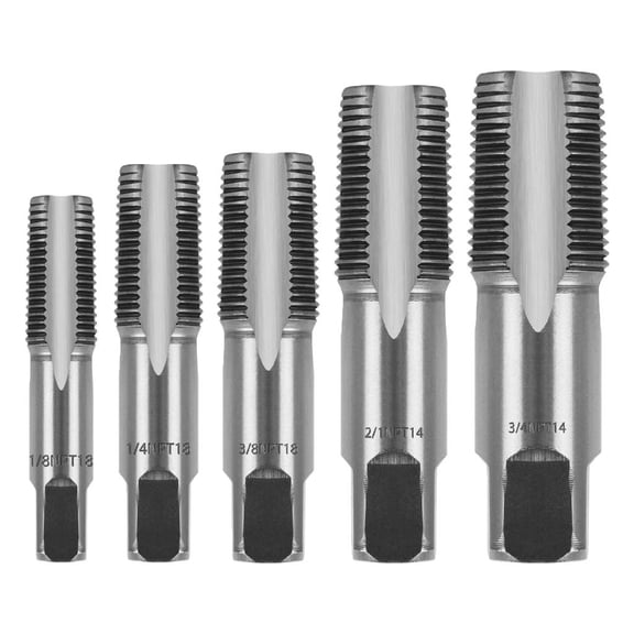 CEORPER 5Pcs NPT Pipe Tap Set Metal Screw Thread 1/8",1/4",3/8",1/2",3/4" Tools Set