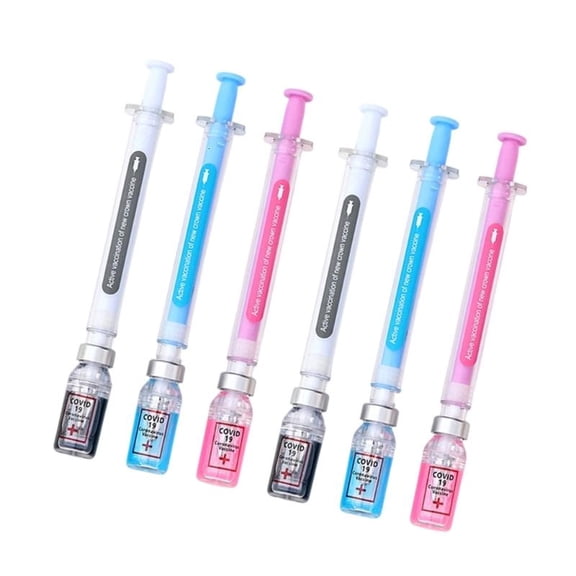 CEORPER 6/12Pcs Injector Shaped Gel Pen 0.38MM Needle Tip For Healthcare Theme Event
