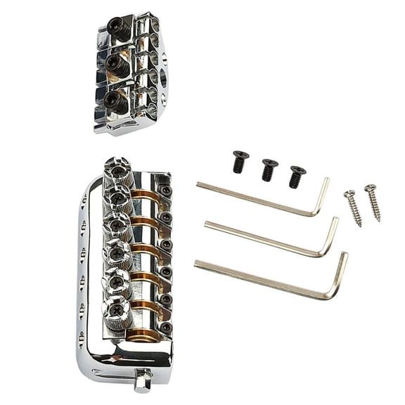 CEORPER 6 String Bass Guitar Bridge Double Channel Adjustable String Bass Bridge Zinc Alloy Texture Present for Professional