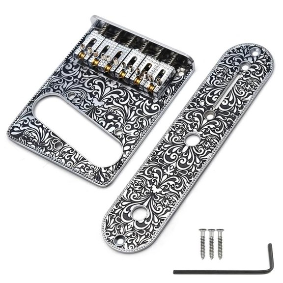 CEORPER 6 String Roller Saddles Bridge and Control Plate Strings Through Bridge