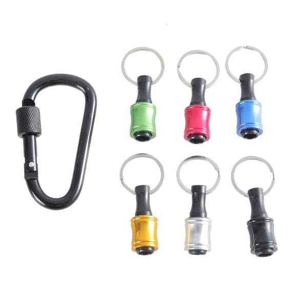 CEORPER 6Pcs Bit Holder Key Chain 1/4inch Portable Drill Holder with Carabiner Hook Hex