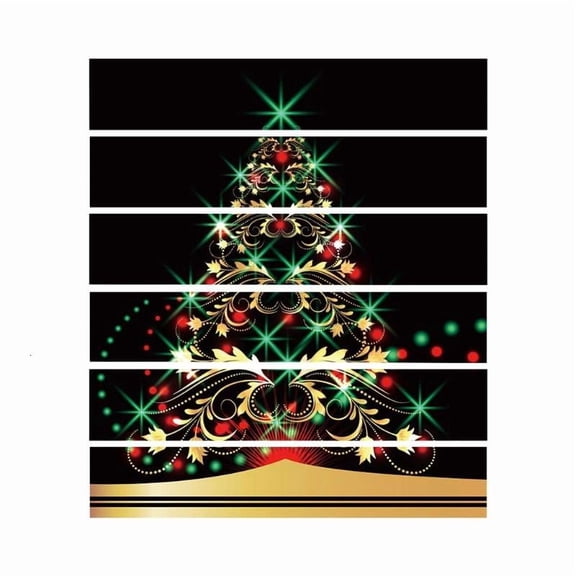 CEORPER 6pcs Christmas Tree Tile Floor Stair Sticker Home Decor Waterproof Mural Decals Adhesive Art Wallpaper