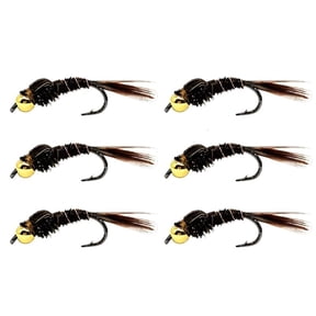 CEORPER 6pcs Pheasant Tail Nymph Fly Baits With Strong Barbed Hook Design