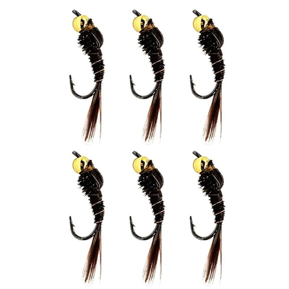 CEORPER 6pcs Pheasant Tail Nymph Fly Baits With Strong Barbed Hook Design