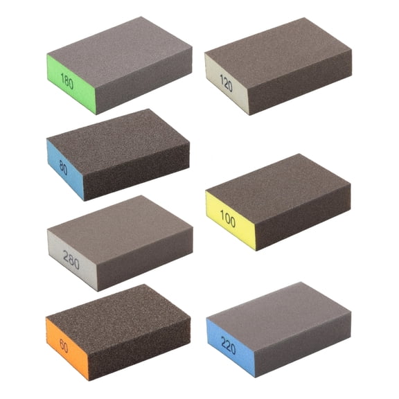 CEORPER 7 Pieces Professional Sanding Sponges for Wood Metal Furniture Multi Grits 60/80/100/120/180/220/280