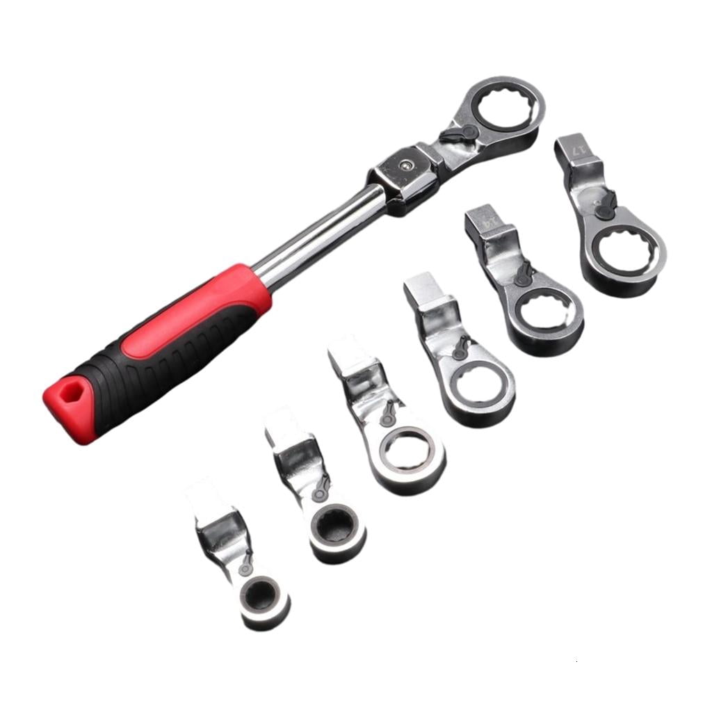 CEORPER 8Pcs Flexs-Head Ratcheting Wrench Set Metric, 8-19mm,Carbon Steel Ratcheting Combination Wrench Set Car Repair