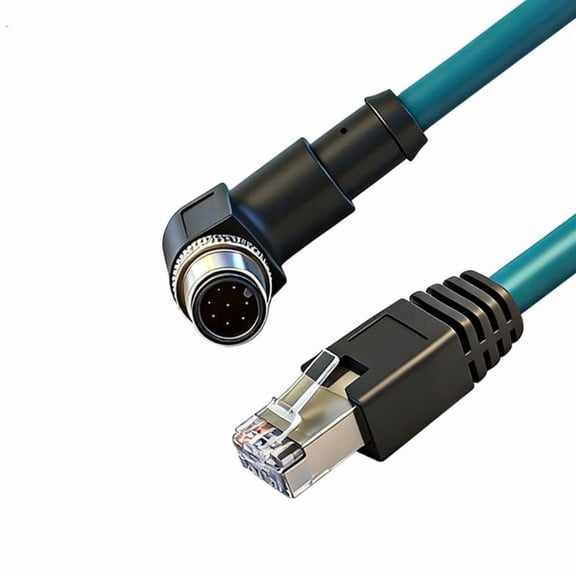 CEORPER 8Pin Male Right Angle to RJ45 Ethernet Cable Gigabit Shielded Waterproof
