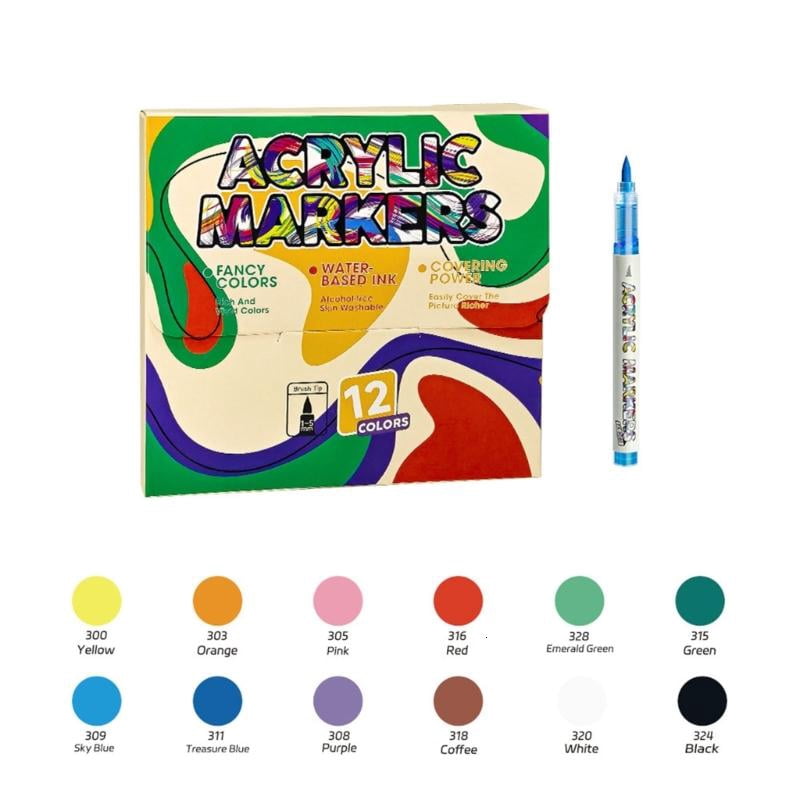 CEORPER Acrylic Marker Brush Tip for Card Making Painting on Paper Wood Canvas
