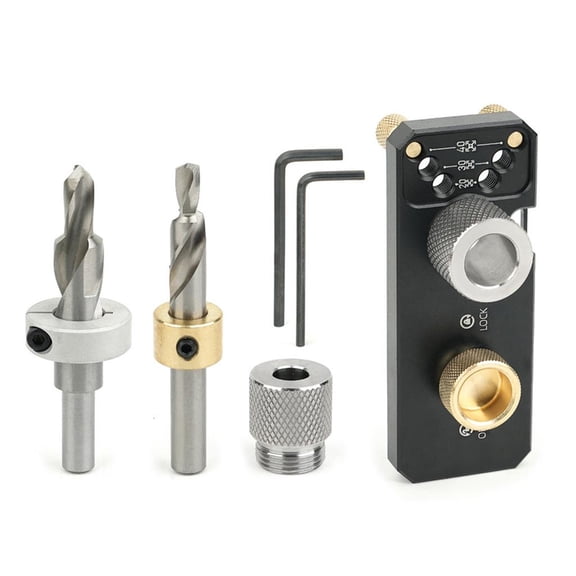 CEORPER Adjustable Aluminum Profile Drilling Guide Tool with Drill Bits for Accurate Hole Alignment in Furniture Manufacturing
