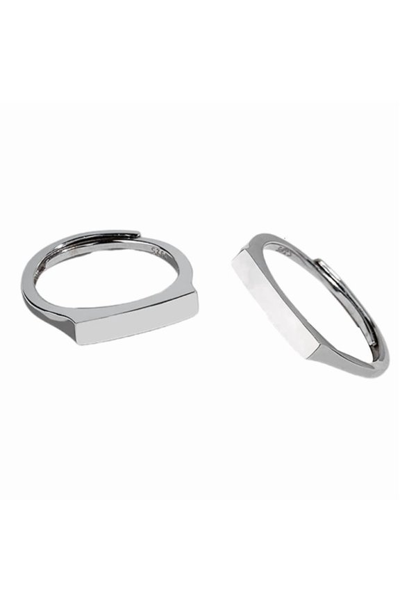 Adjustable Couple Rings in Sterling Silver with Light Projection for Couples