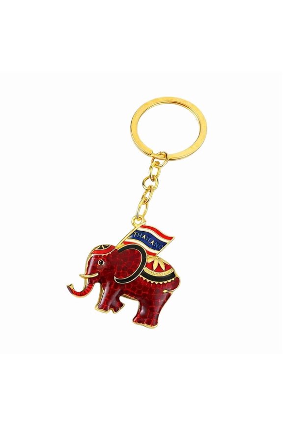 Adorable Elephant Keychain Holding Celebration Flag Elegant Gift For Friend