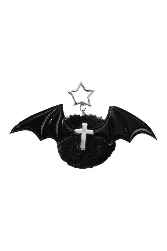 Adorable Goth Inspired Keychain Featuring Ball And Detailed Wing