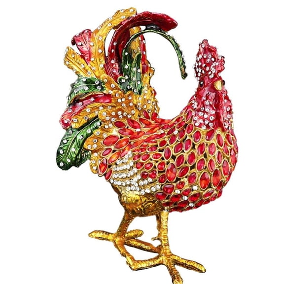 CEORPER Aluminum Rooster Shaped Trinket Box Rings Organiser for Jewelry Organization
