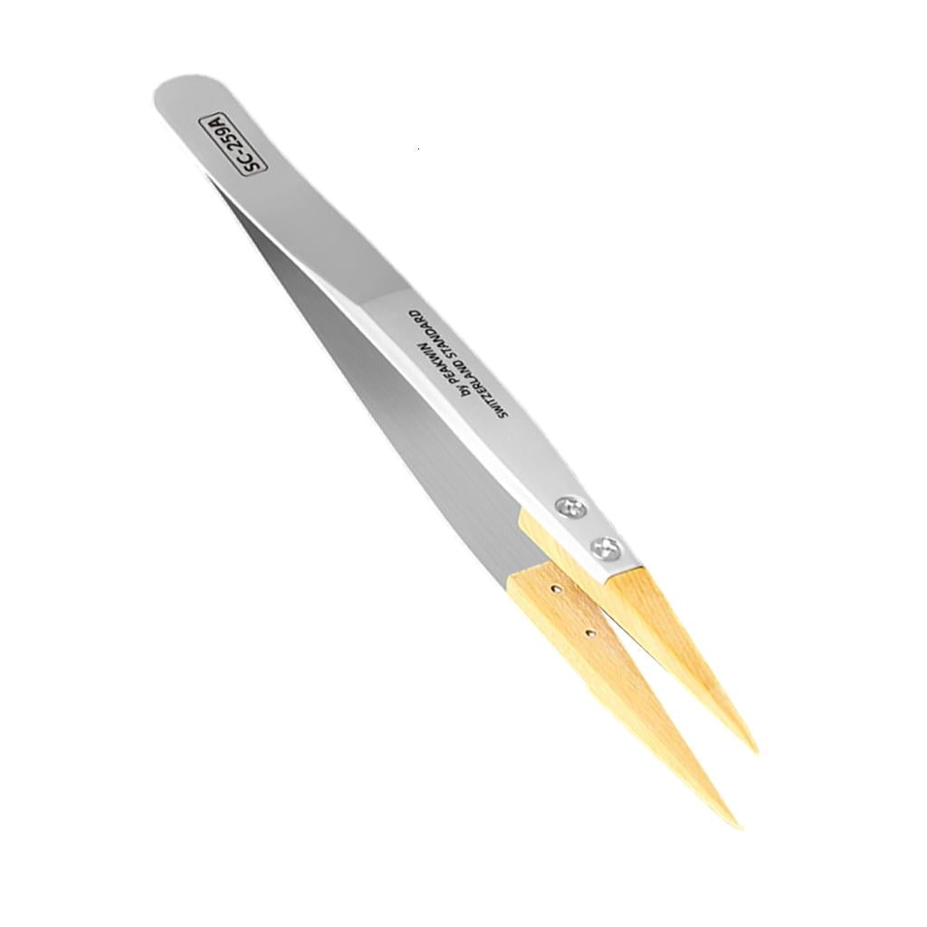 CEORPER Antimagnetic Tweezer With Boxwood Grip For Delicate Instrument Maintenance