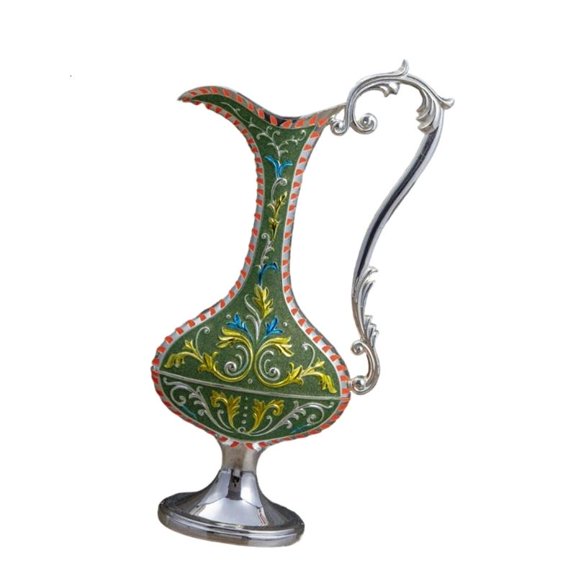 CEORPER Antique Embossed Vases With Handle Interior Home Table Flower Arrangement Pot