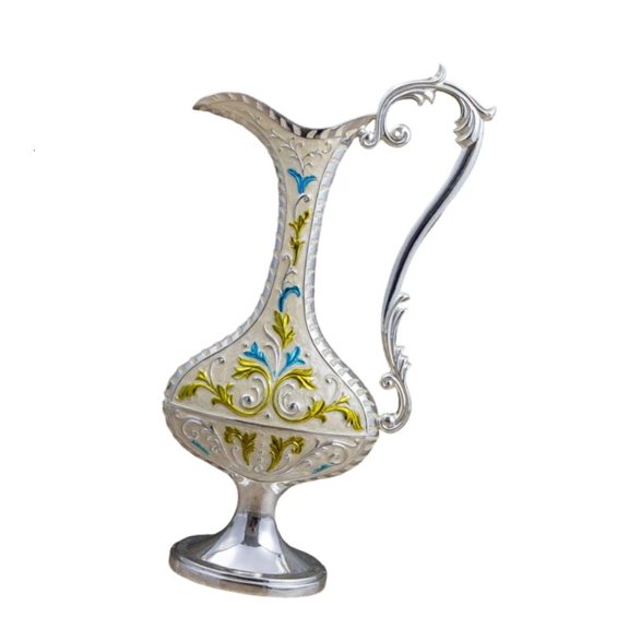 CEORPER Antique Embossed Vases With Handle Interior Home Table Flower Arrangement Pot