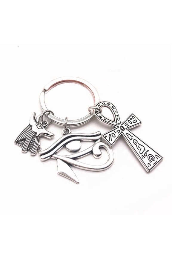 Anubis Horus Eye Keychain Crucifix Ancient Egyptian Keyring Gift for Fri