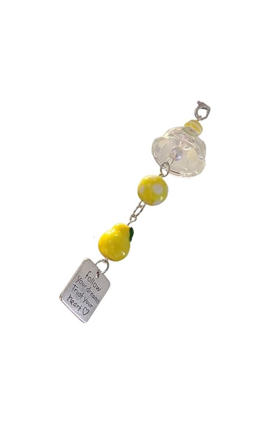 Artistic Key Ring Accessory Handmade Wind Chime and Pear Pendant Key Holder