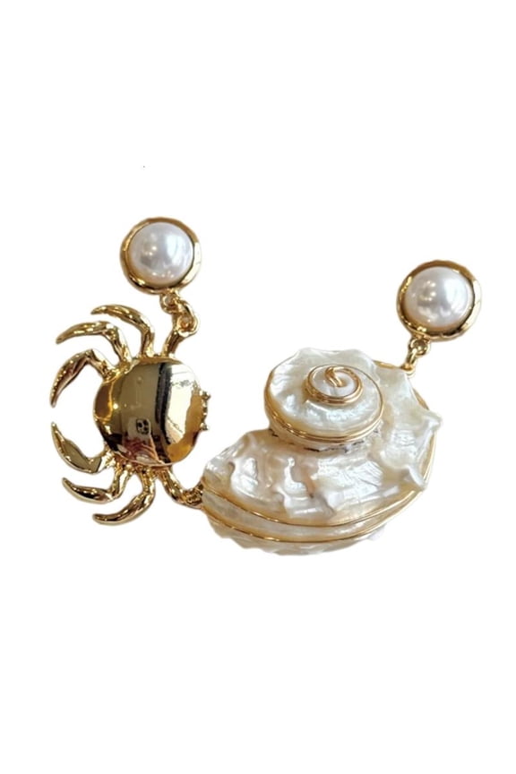 Asymmetric Shell Conch Crab Beach Earrings For Summer Holiday Jewelry Gift