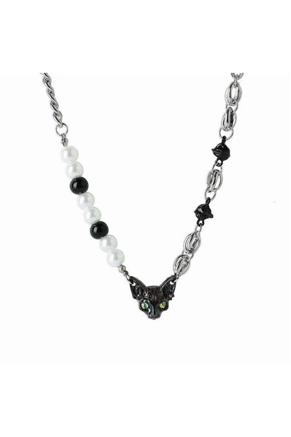 Cat Pendant Necklace Y2K Choker Statement Jewelry Adjustable Clavicle Chain