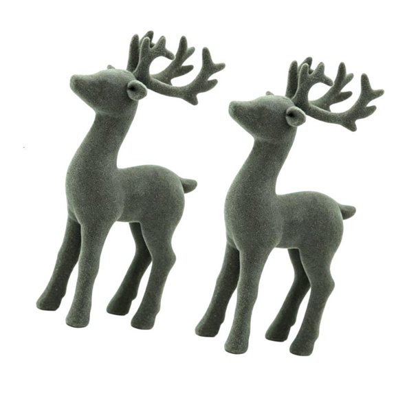 CEORPER Christmas Deer Home Display Set of 2 Gray Figurines for Shelf