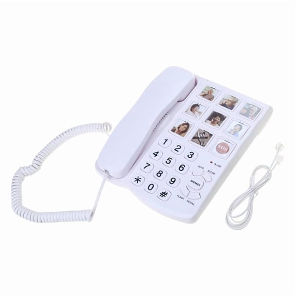 CEORPER Clear Sound White Landline Phone Telephone With Big Buttons, Hands Freed