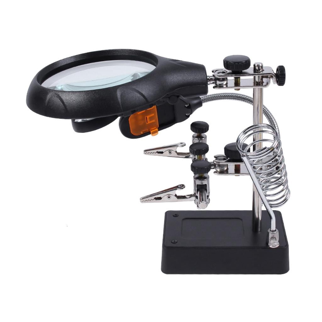 CEORPER Convenient USB Powered Helping Hands Magnifier Station Illuminated LED Alligators Clip Fit for Soldering Repair Modeling