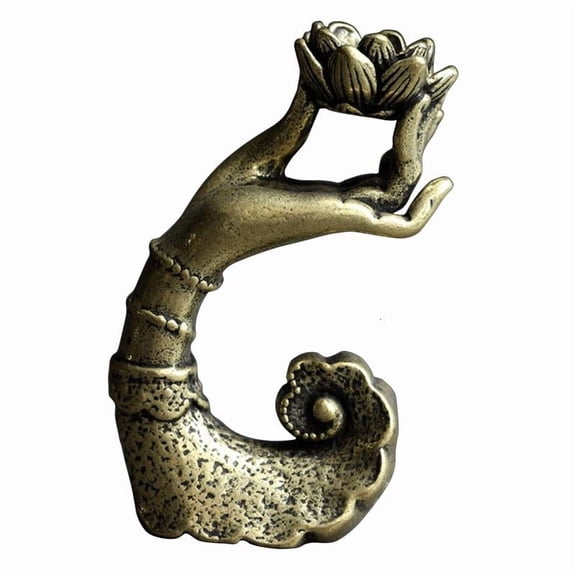 CEORPER Copper Buddha Hand Lotus Backflow Incense for Burner Aromatherapy Holder for Home Bedroom Yoga Room Meditation Zen Tea Ceremony Ornament