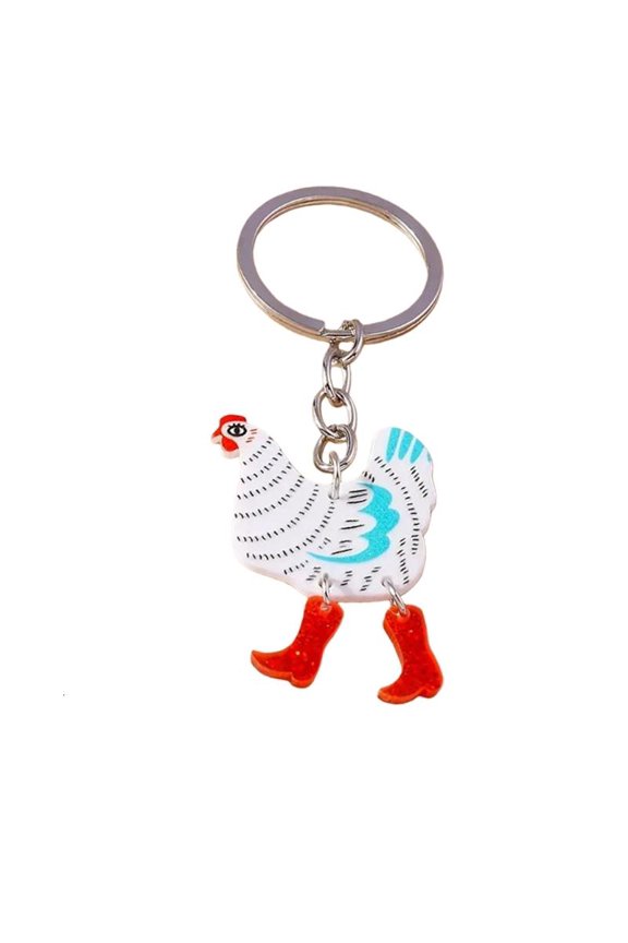 Creative Acrylic Chicken Shaped Keychain Rooster Keyring Pendant For Gifting