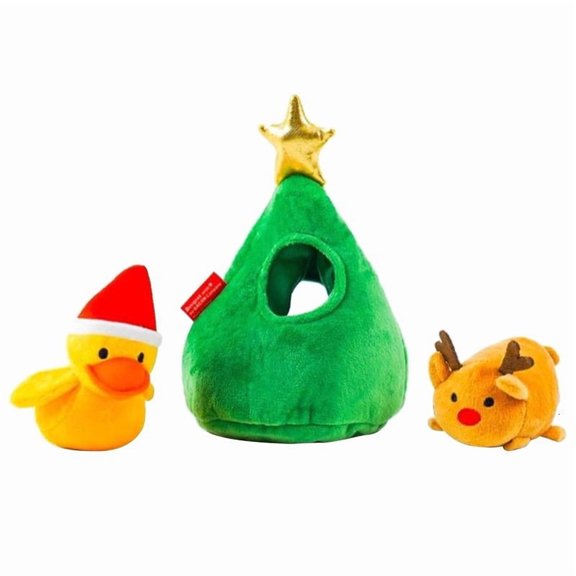 CEORPER Creative Dog Plush Toys Christmas Tree Elk Duck Toys Set Durable Tear Resist