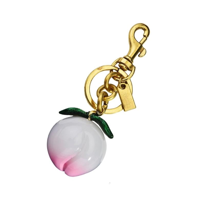 CEORPER Creative Peach Design Keychain Decorative Resin Fruit Bag ...