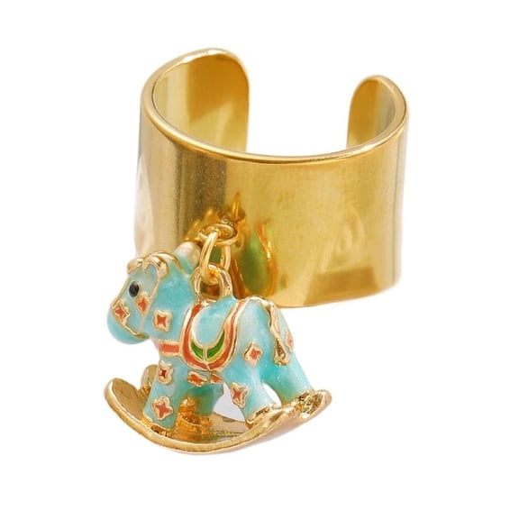 CEORPER Creative Rocking Horse Ring Vibrant Enamel Finish Adjustable Comfort Fit
