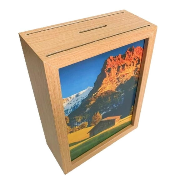 CEORPER Creative Wooden Photo Frame Money Box Coin Holder for Home Decors and Saving