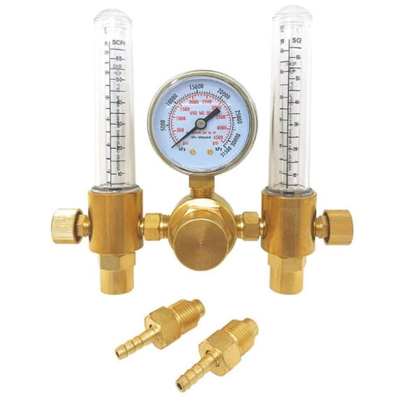 CEORPER Double Port Argon Gas Pressure Meter with Large Face for Quick Reading in Workshop Resistant Brass Two Tube Pressure Gauges High Accuracy for Laboratory