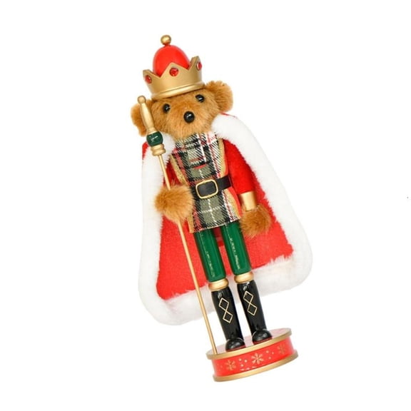 CEORPER Elegant Wooden Nutcrackers Bear King Figurine With Detailed Carving Ornament