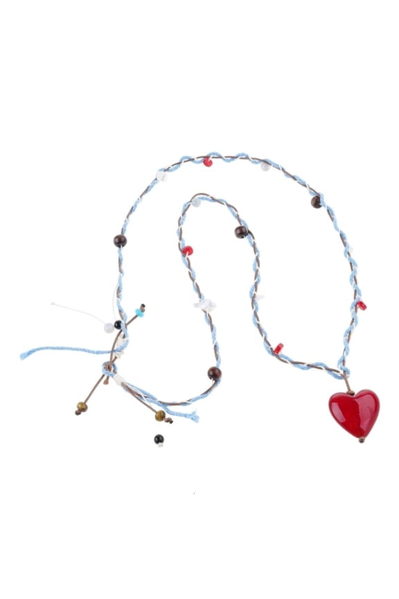 Fashionable Adjustable Length Pendant Necklace Heart Shaped Resin Rope Cord