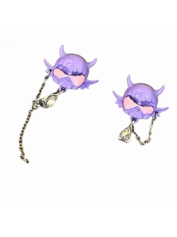 Fashionable Devil Pendant Earrings High Polish Alloy Women's Trendy Jewelry