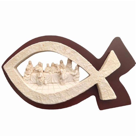 CEORPER Fish Shape Last Supper Scene Statue Decorative Holiday New Year Party