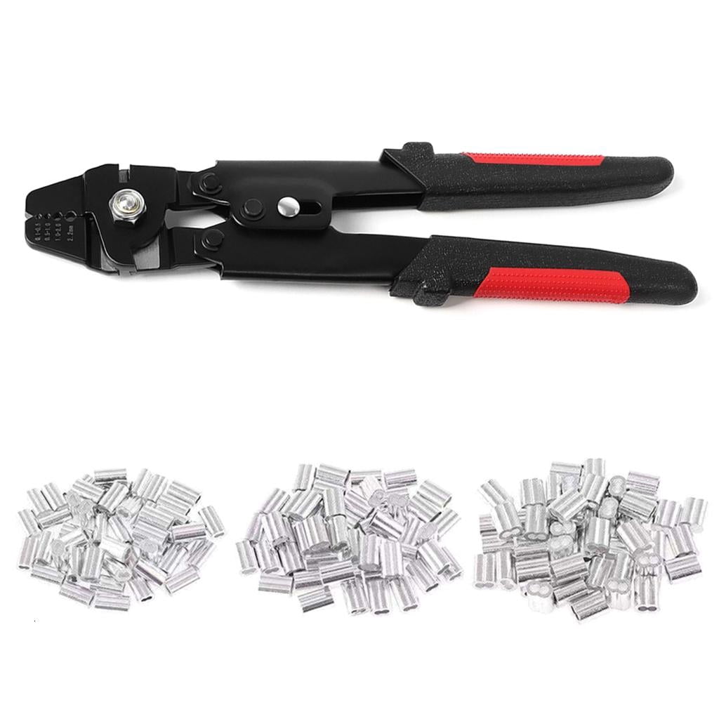 CEORPER Fishing Crimping Pliers Wire Rope Crimping Tool Heavy Duty Stainless Steel with 180Pcs Crimp Looping Sleeves