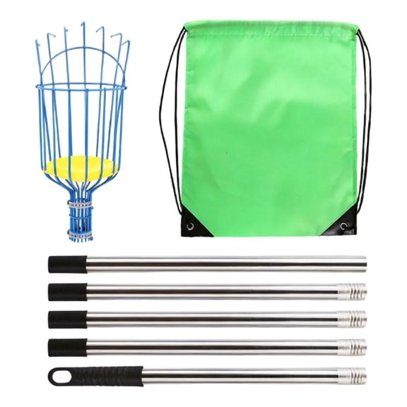 CEORPER Fruit Picking Rod with Basket Telescoping Extendable Aluminum Apples Picking