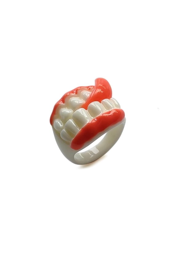 Funny Teeth Shape Ring Acrylic Chunky Rings Costume Props Party Jewelry