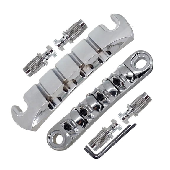 CEORPER Guitar Tune O-Matic Roller Saddles Bridge with Wrench Set Replacement Parts LP Style 4 String Electric Guitar Bridge