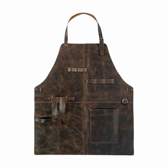 CEORPER Hard Brown Faux Apron With Front Storage For Cooks Servers