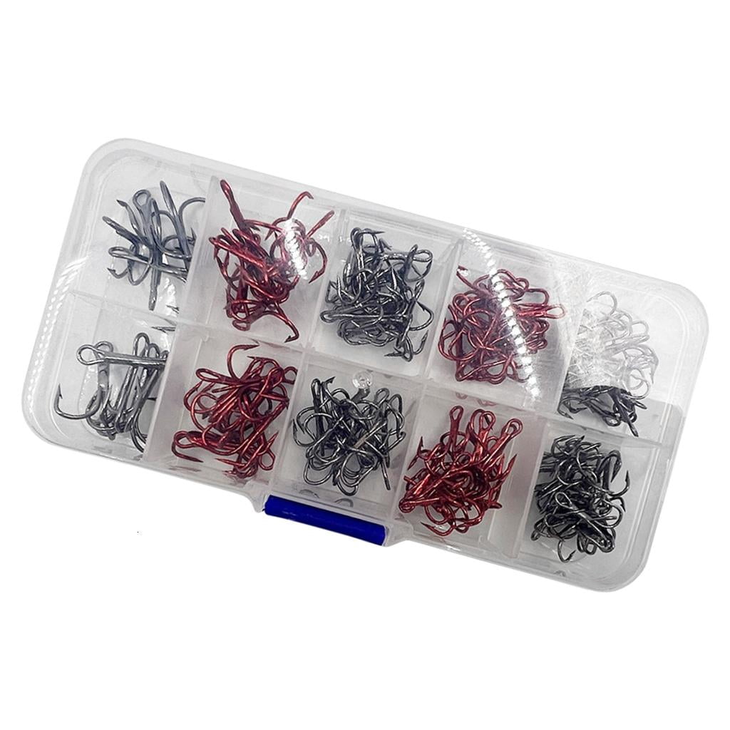 CEORPER High Carbon Steel Round Bend Hooks Treble Hooks Set ...