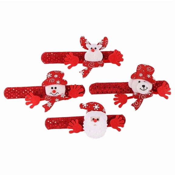 CEORPER Holiday Wristwear Set of 4 with Christmas Slap Bracelets for Kids
